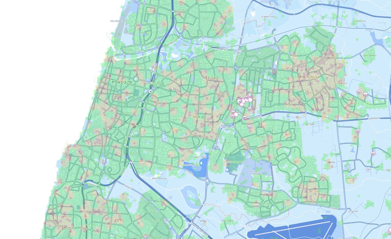 Screenshot - centermaps view of Tel Aviv